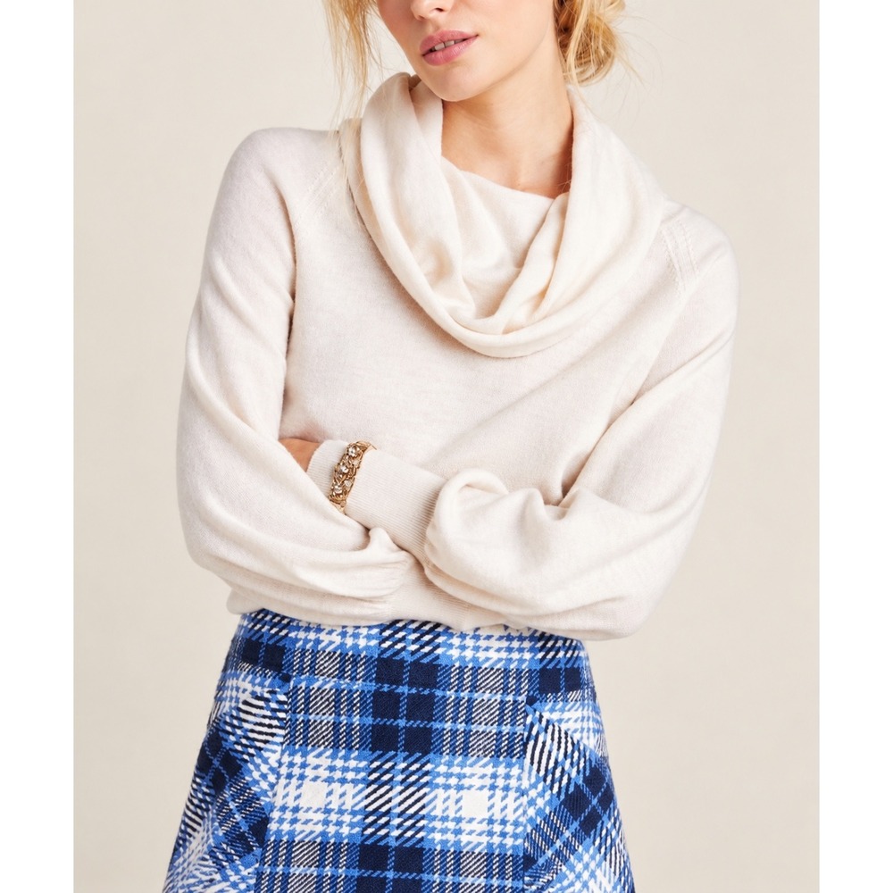 BY ANTHROPOLOGIE Jolene 100% Merino Wool Cowl Neck Sweater in Sand
